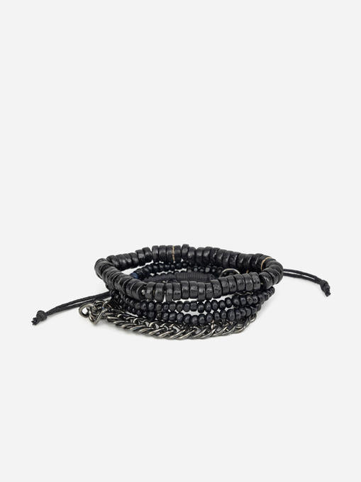 Lazy Panda men set of 4 black beaded bracelets