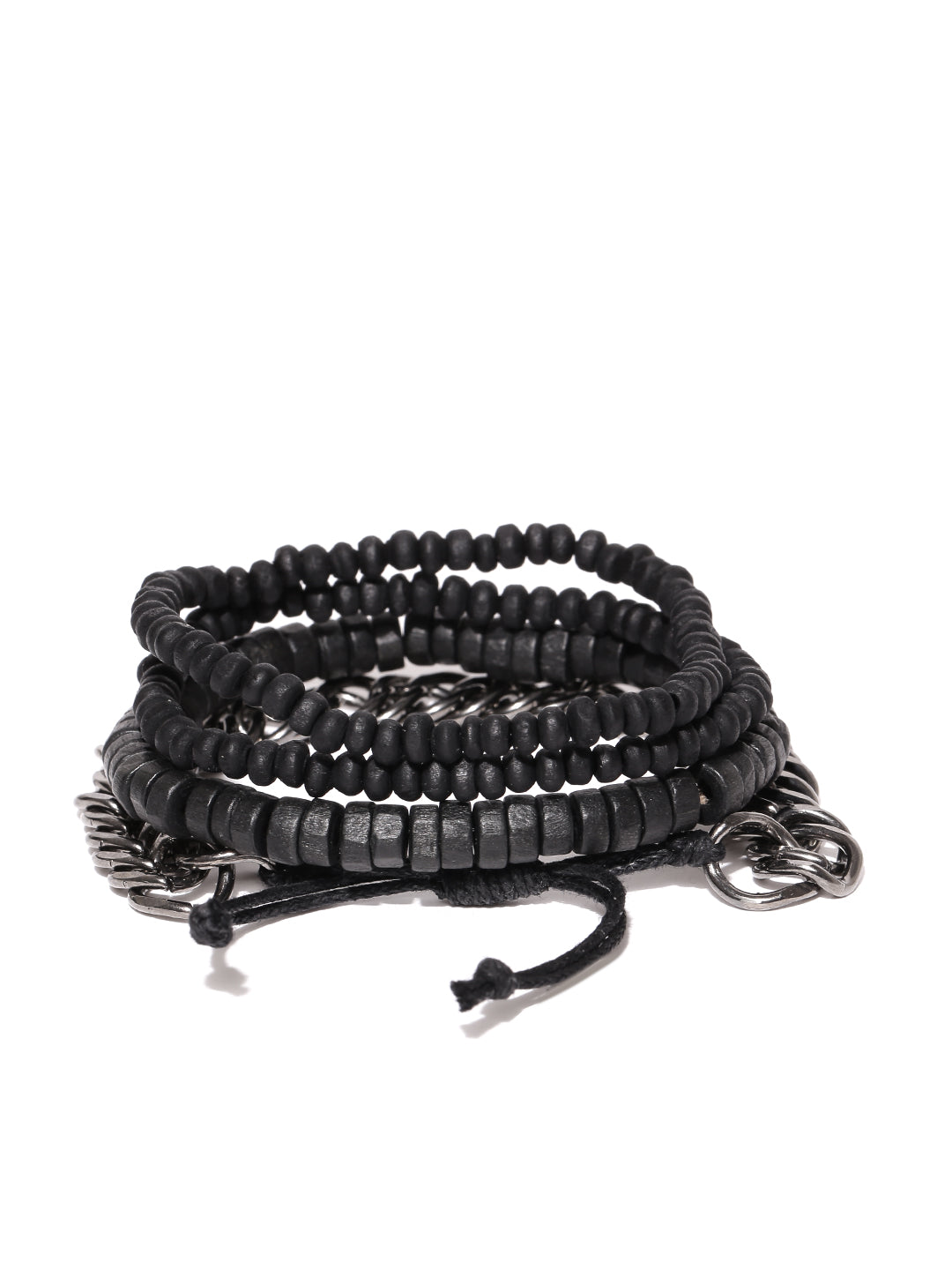 Lazy Panda men set of 4 black beaded bracelets