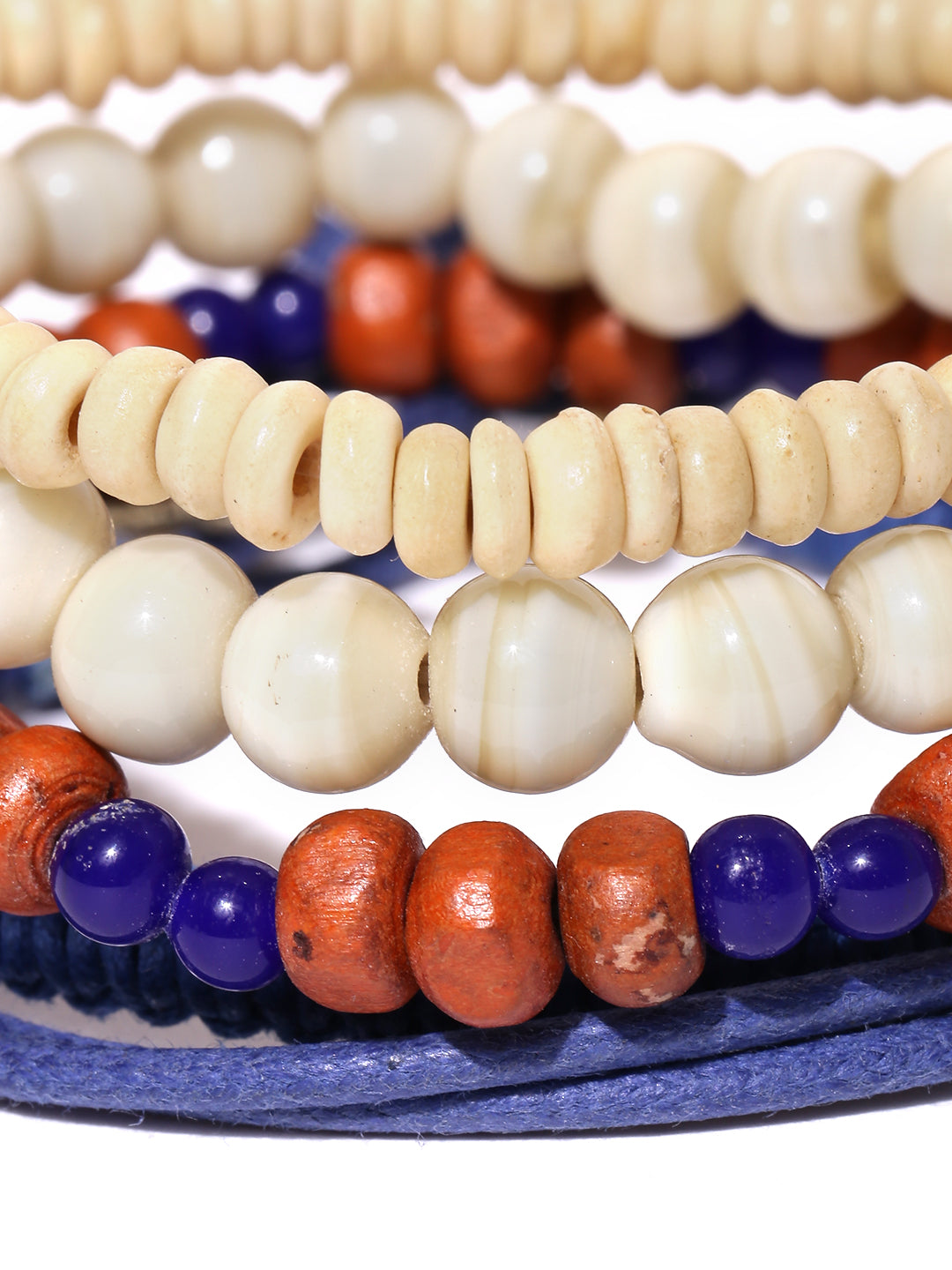 Lazy Panda men set of 5 beige and blue bracelets