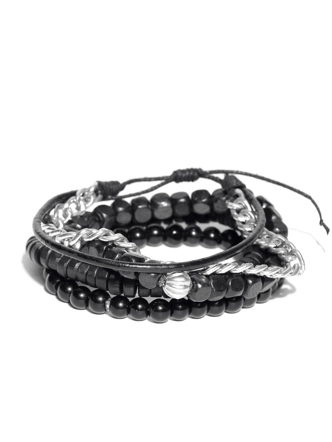 Lazy panda men set of 4 black bracelets-onesize-black