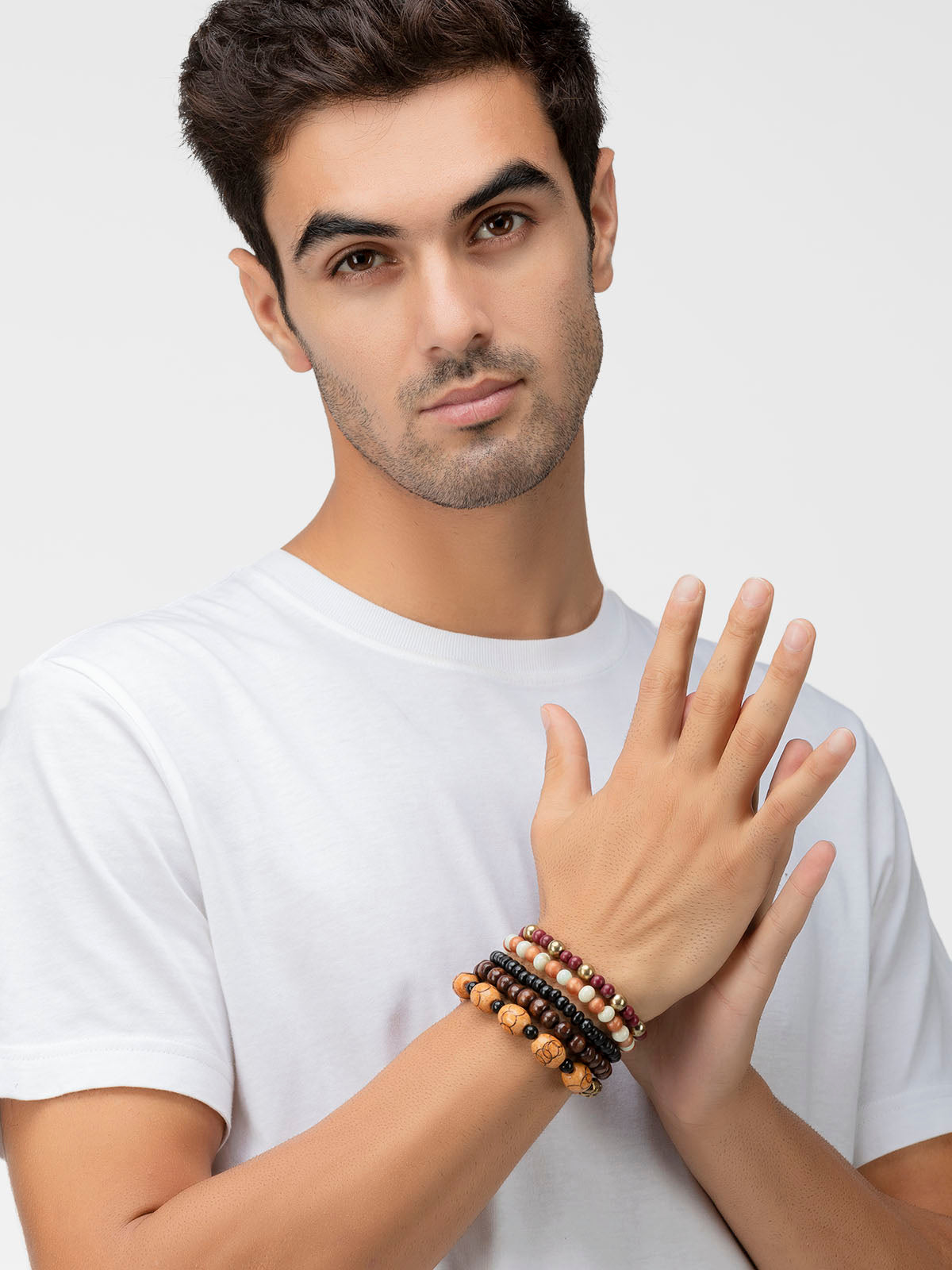 Lazy panda Men Set of 5 Multicoloured Beaded Bracelets