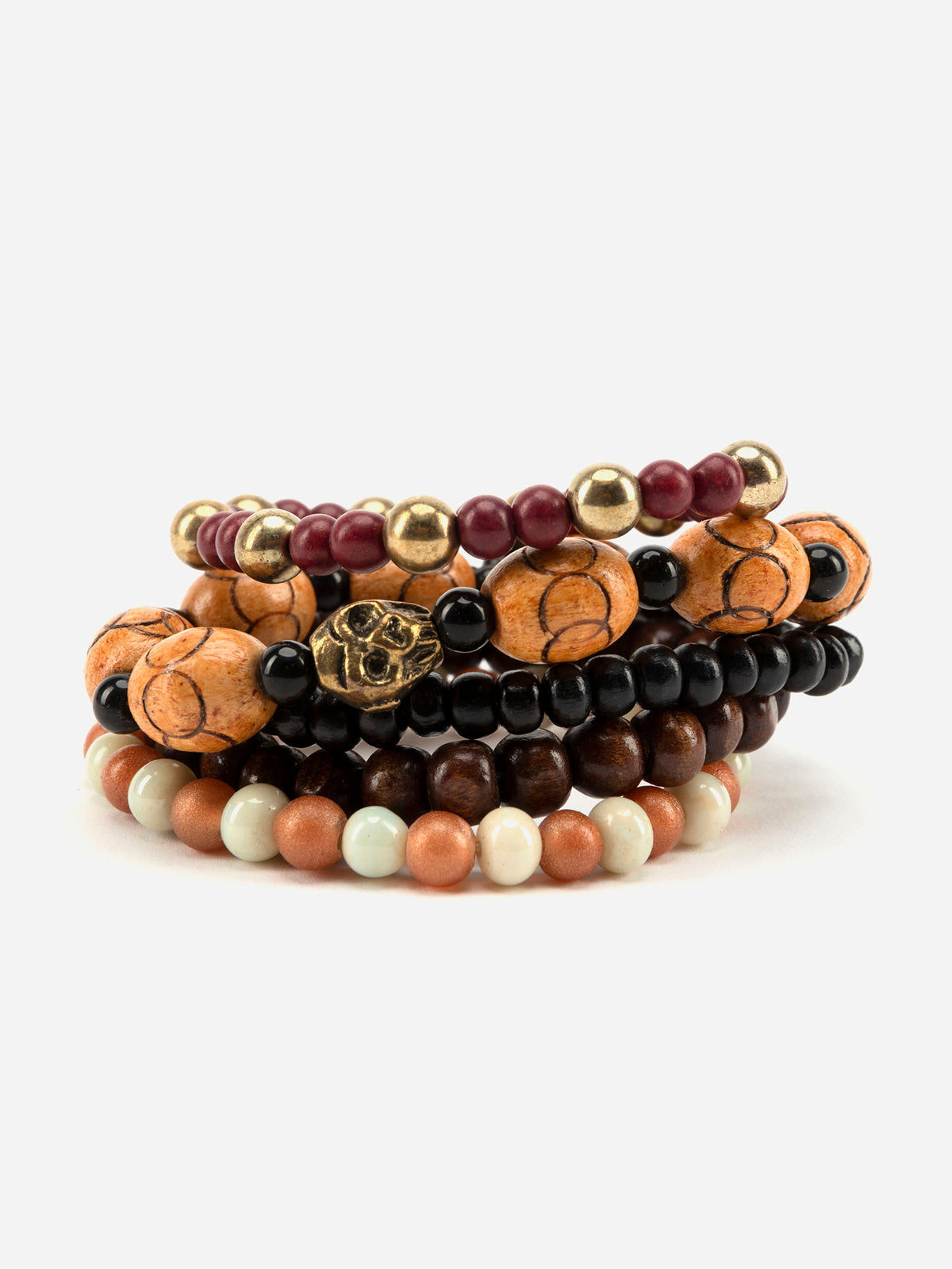 Lazy panda Men Set of 5 Multicoloured Beaded Bracelets