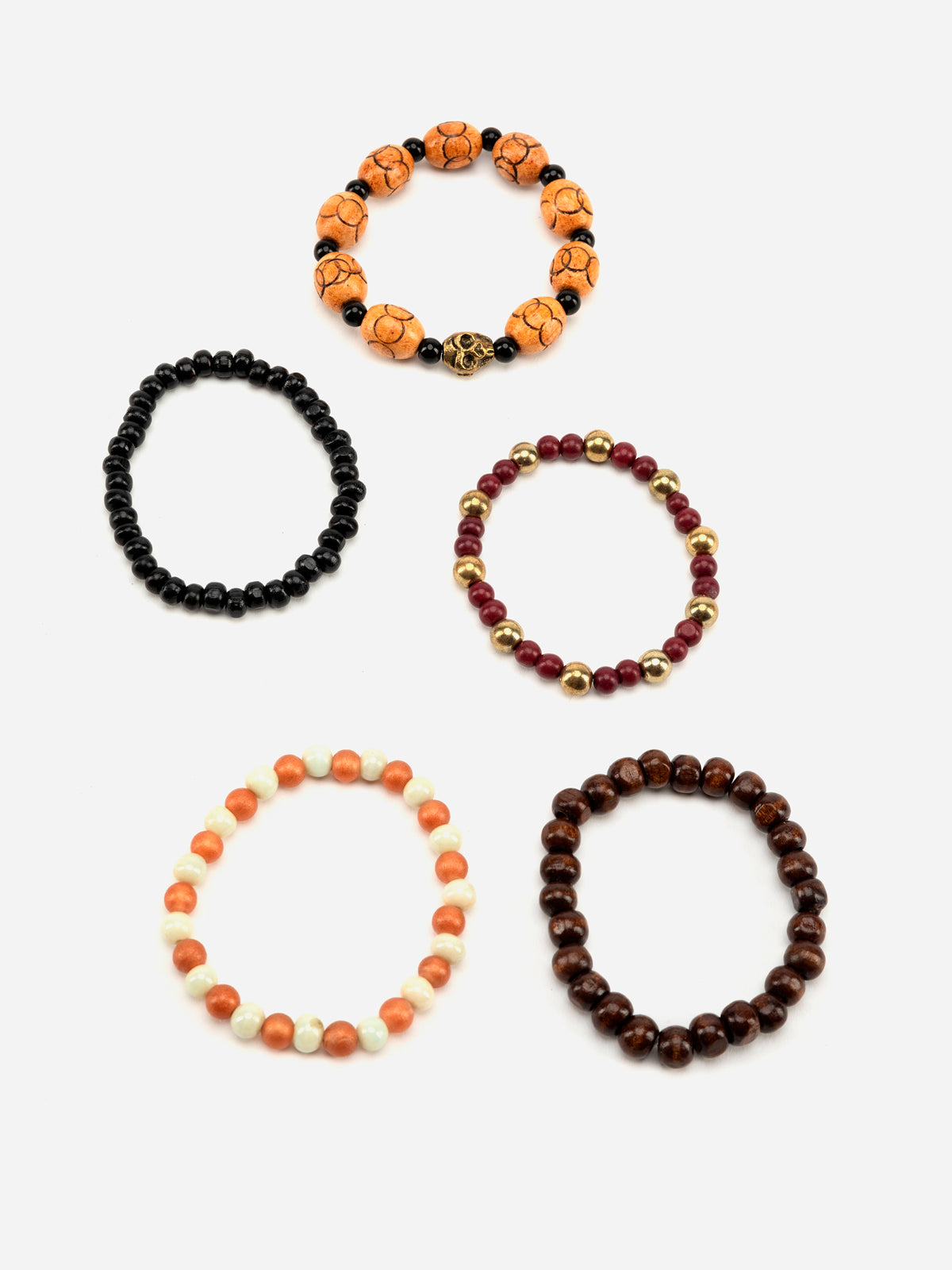 Lazy panda Men Set of 5 Multicoloured Beaded Bracelets