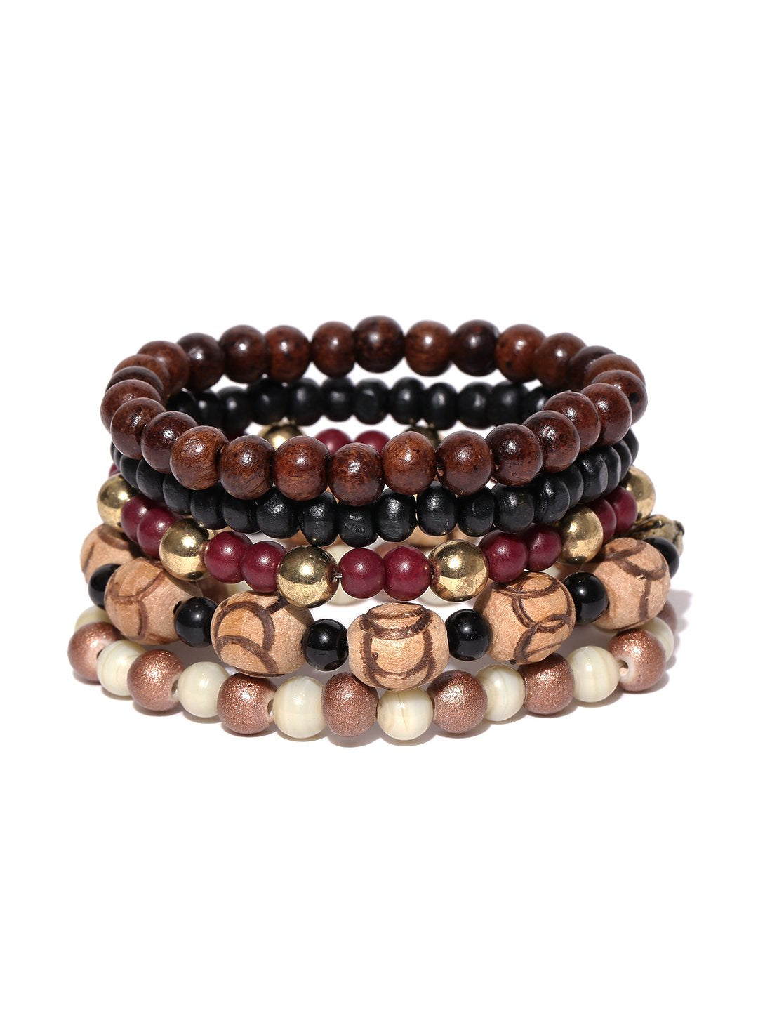Lazy panda Men Set of 5 Multicoloured Beaded Bracelets