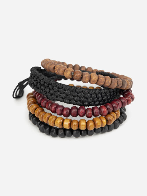Multicolour Beaded Braided Bracelets (Set of 5)