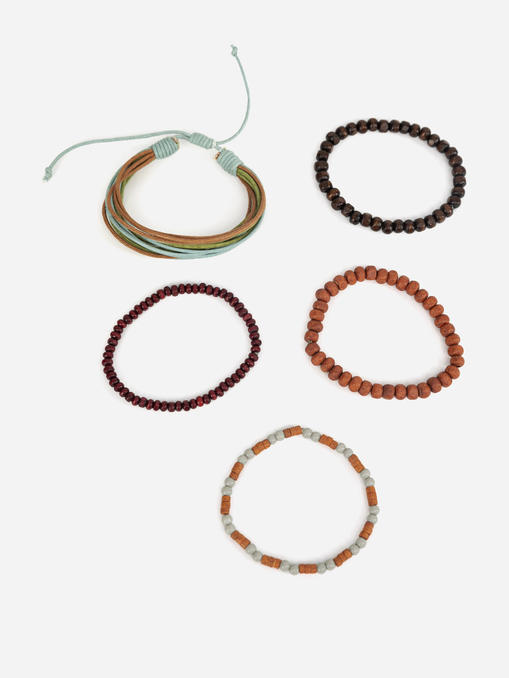 Lazy Panda men set of 5 multicoloured beaded bracelet