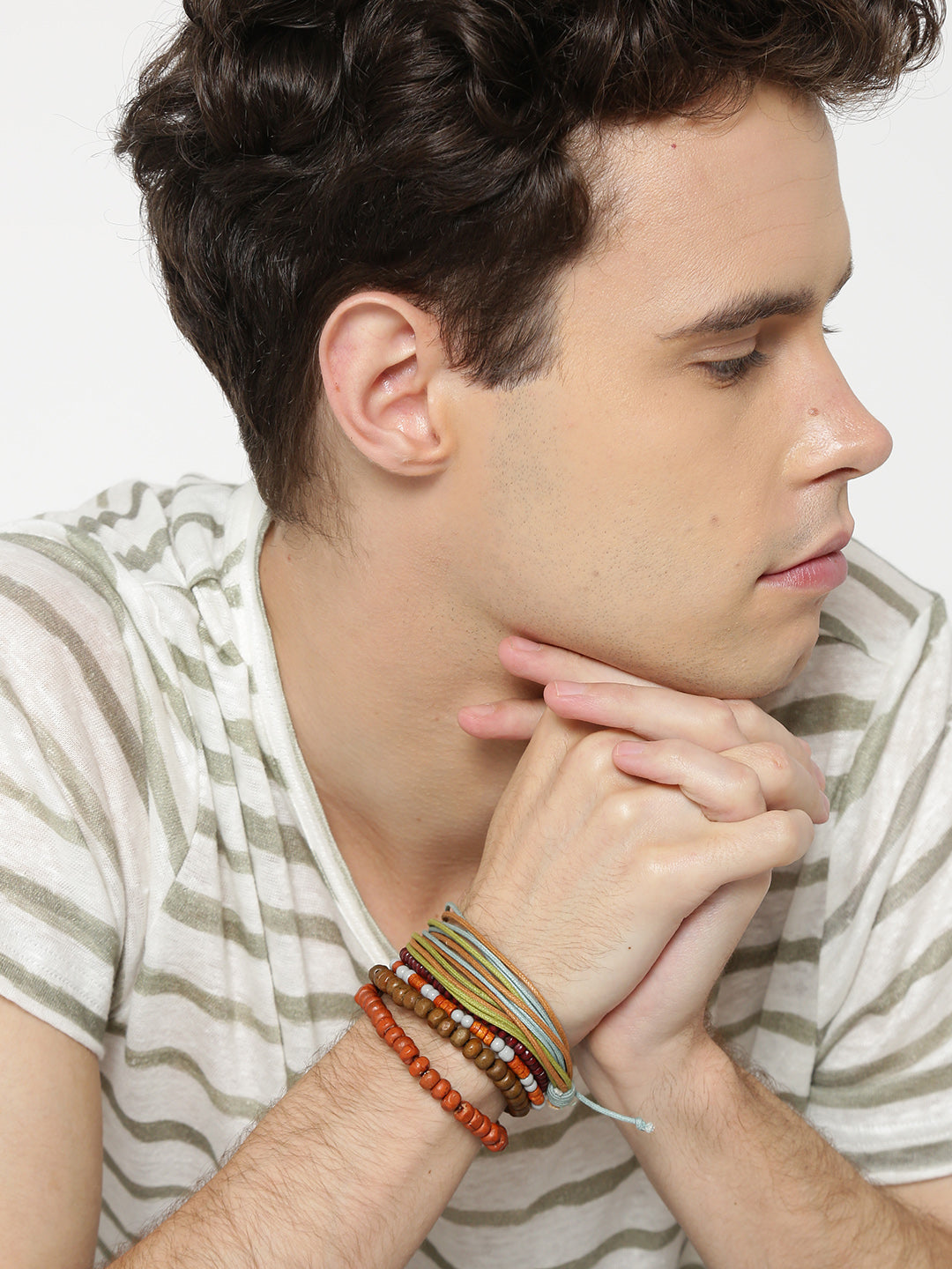 Lazy Panda men set of 5 multicoloured beaded bracelet