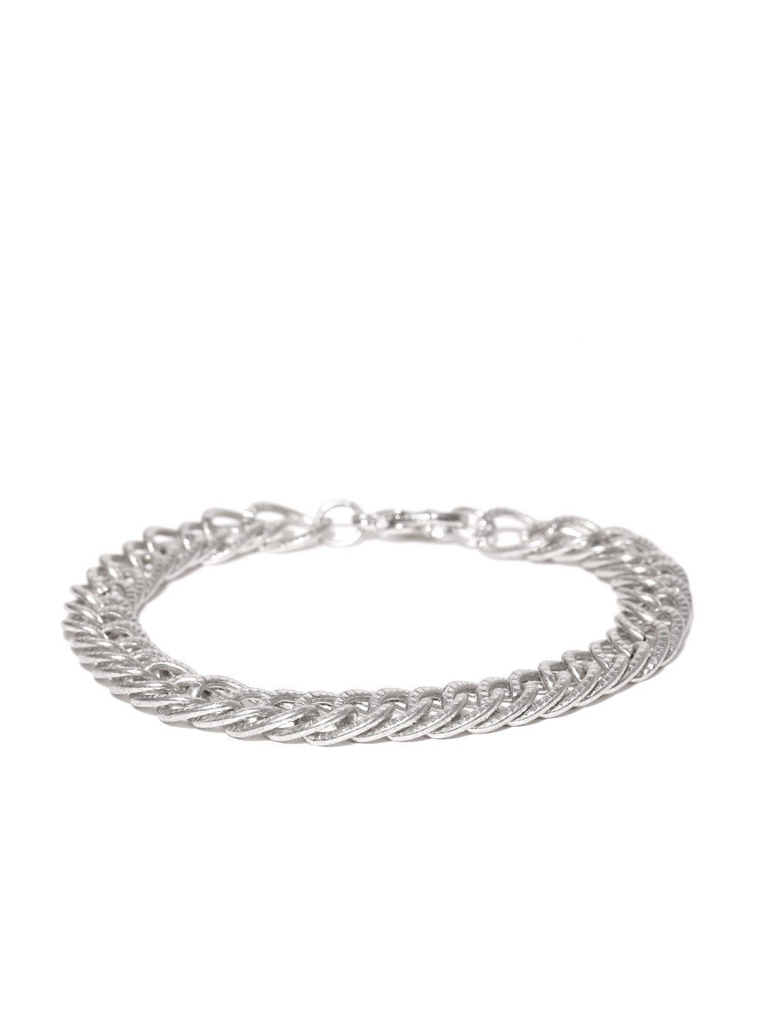 Lazy panda Men Silver Toned Bracelet