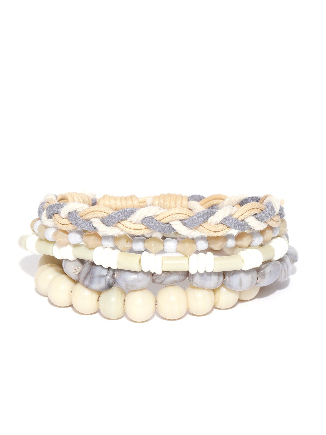 Lazy panda Set of 5 multicolored beaded studded bracelets