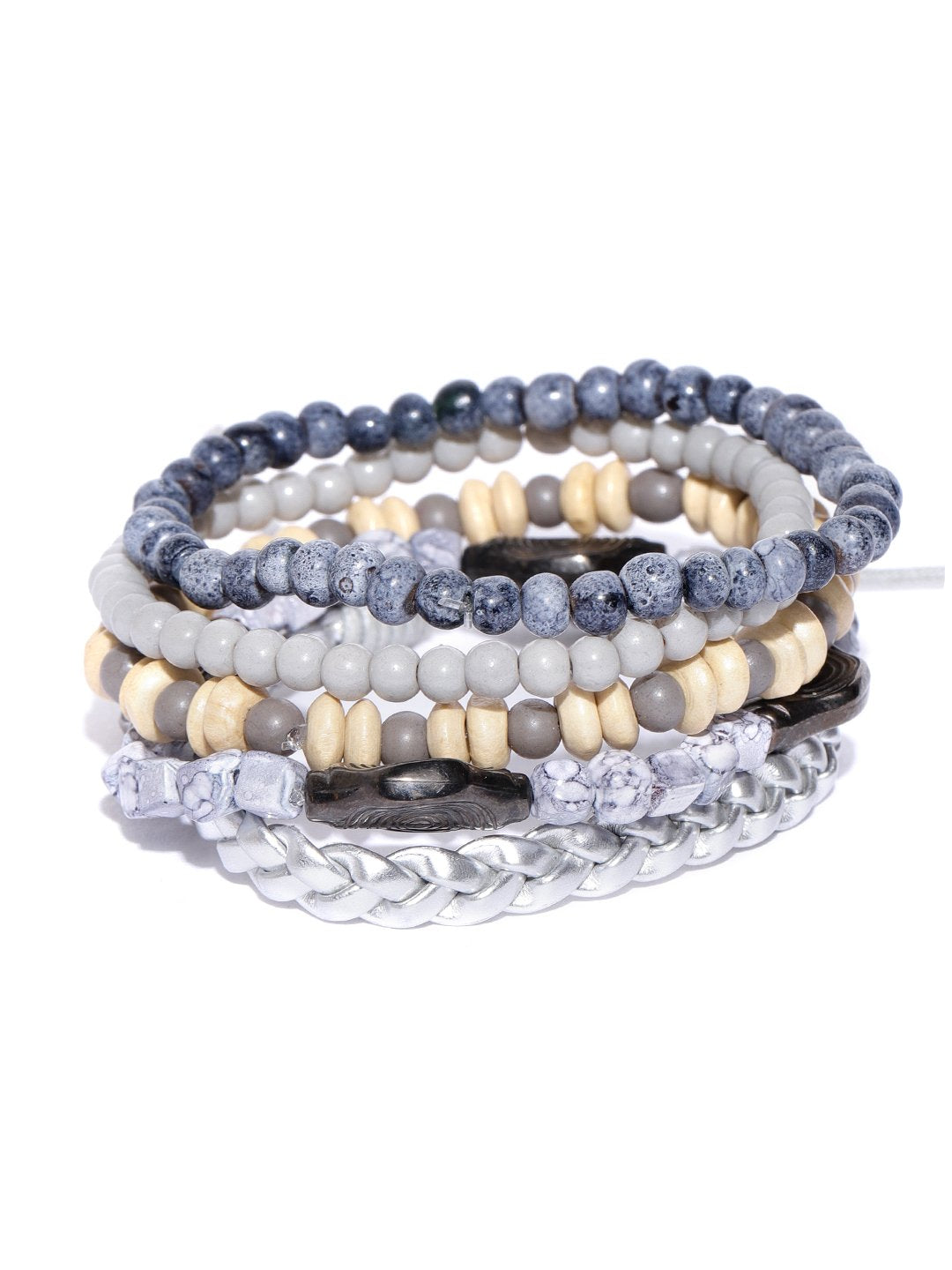 Lazy panda Set of 5 multicolored beaded studded bracelets