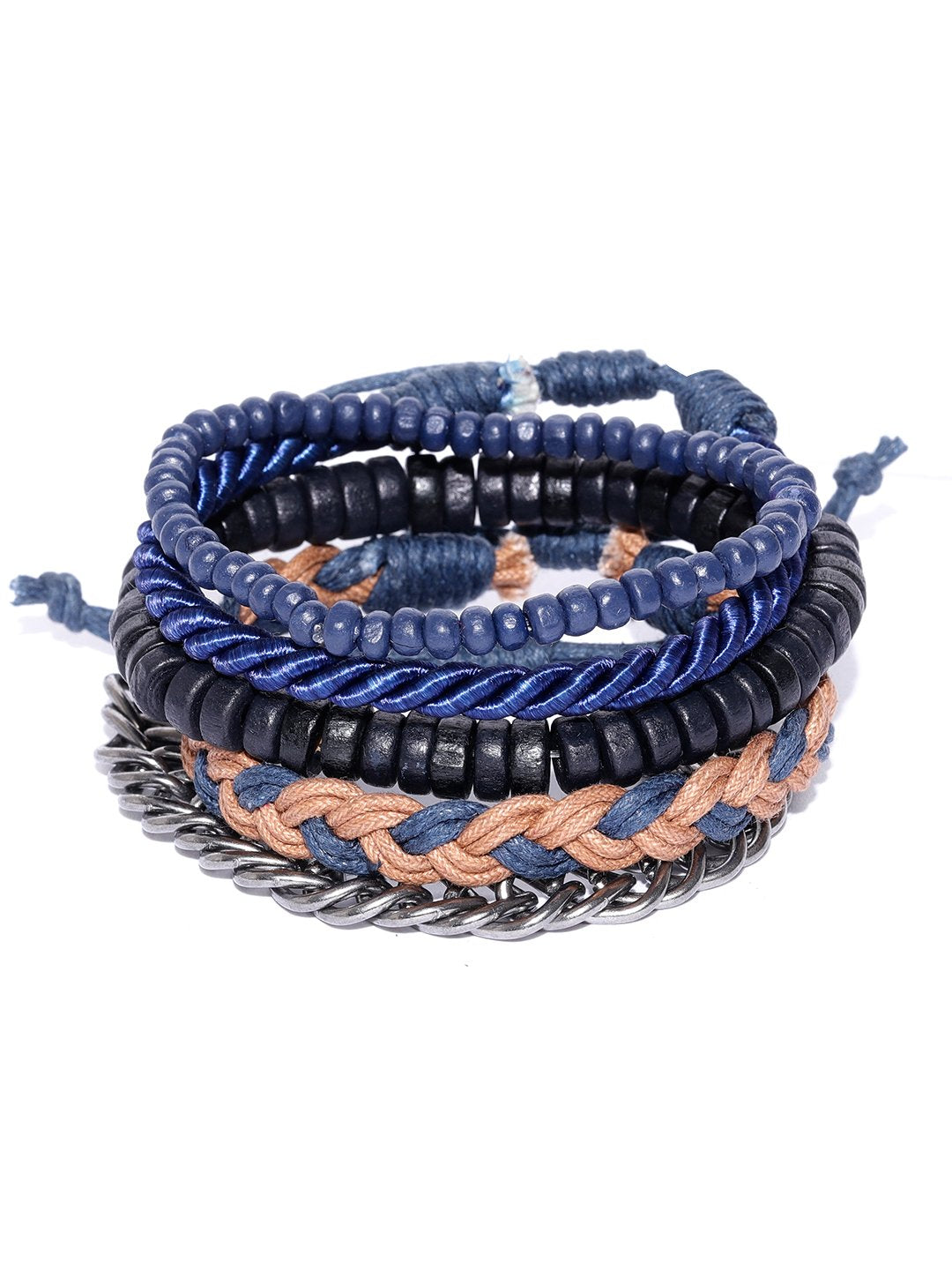 Lazy panda Set of 5 multicolored beaded studded bracelets