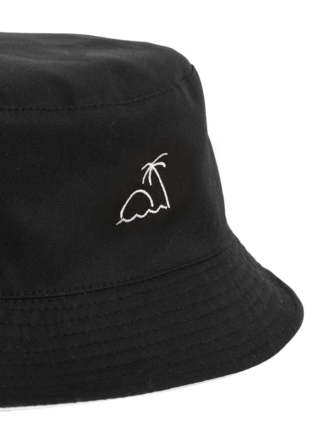 Blueberry black and white embroidery reversible bucket hat