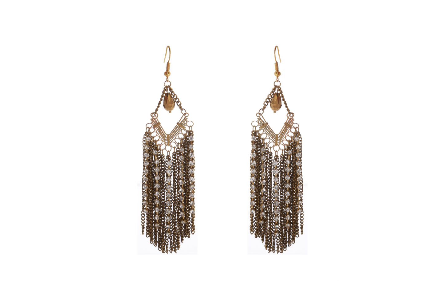 Blueberry antique gold plated chain tassel drop earring