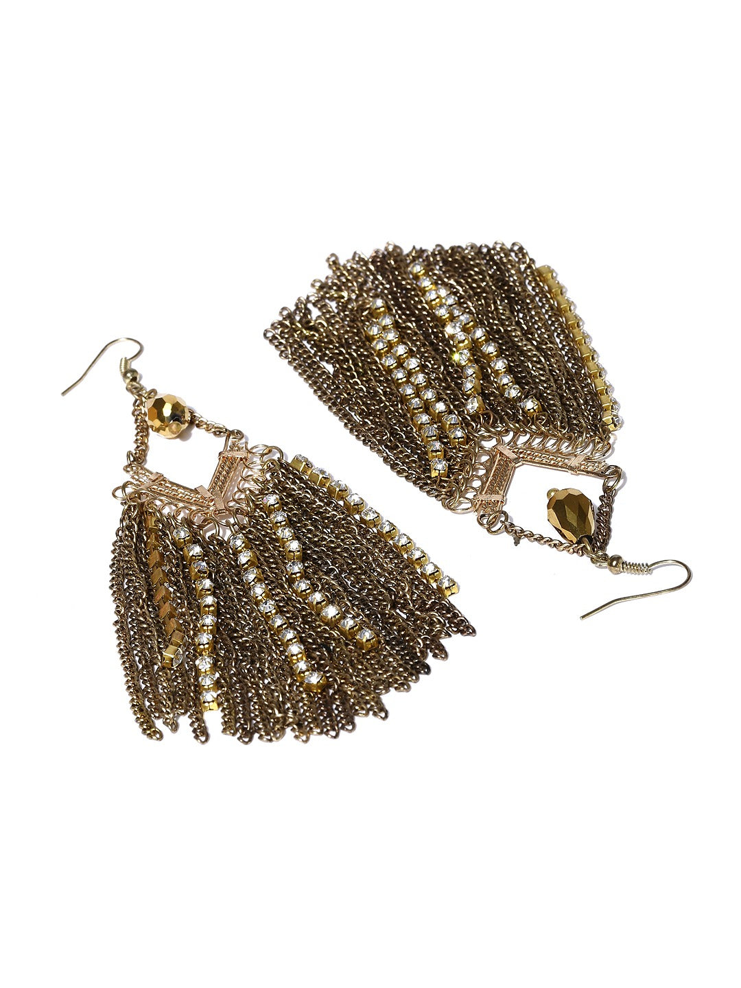 Blueberry antique gold plated chain tassel drop earring