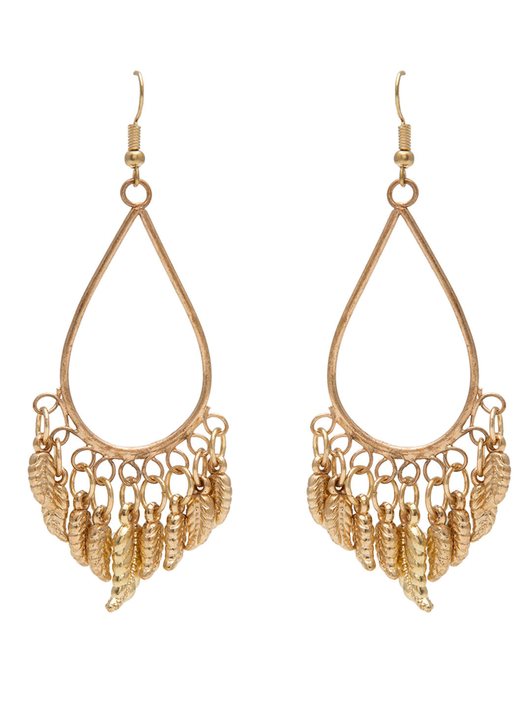 Blueberry gold plated leaf detailing drop earring