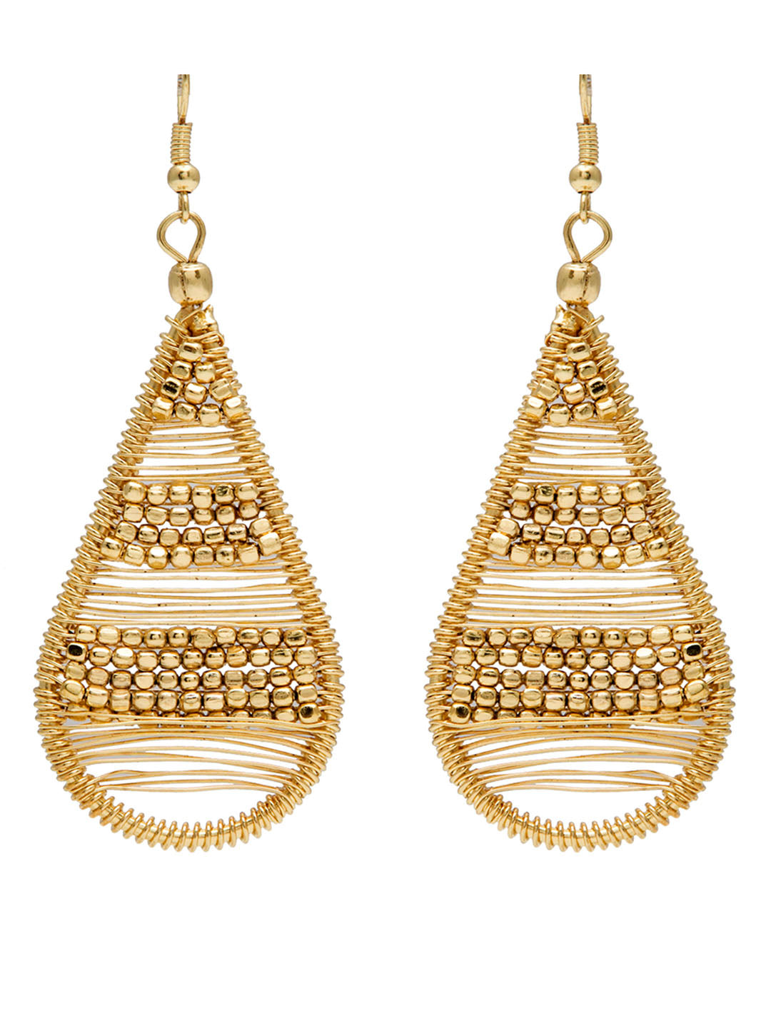 Gold toned drop earrings and cuff bracelet set
