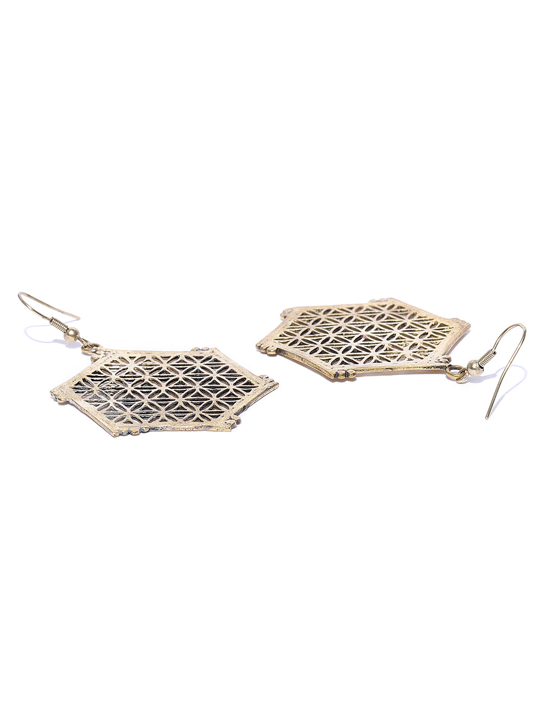 Blueberry gold plated metal detailing drop earring