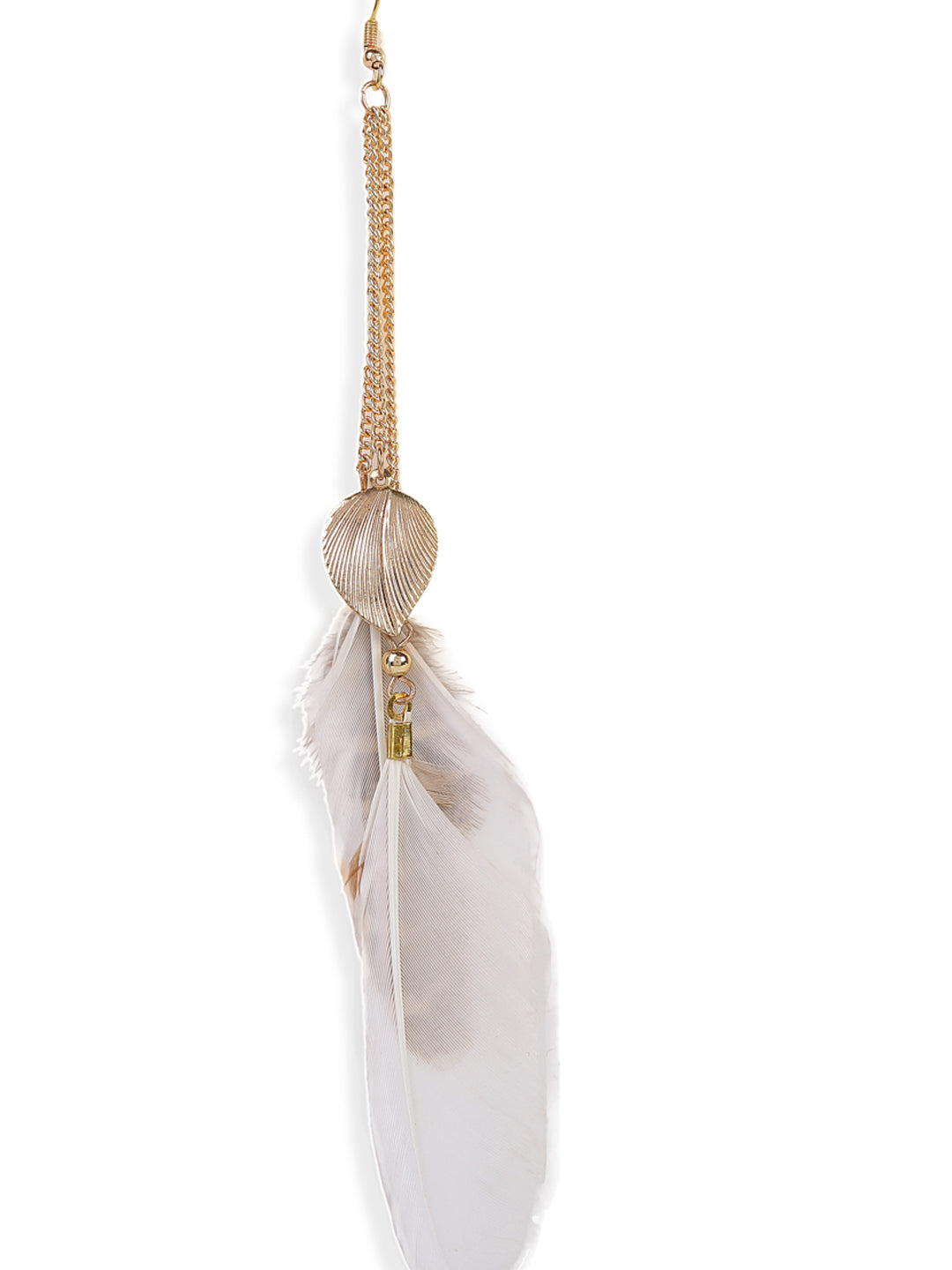 Blueberry gold plated feather detailing drop earring