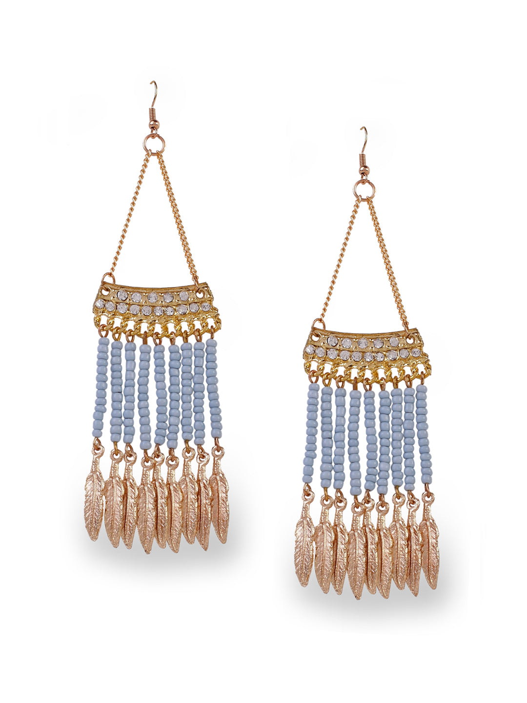 Blueberry golden leaf detailing drop earring