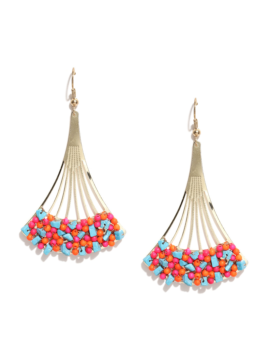 Gold Toned Multi Coloured Beaded Earrings