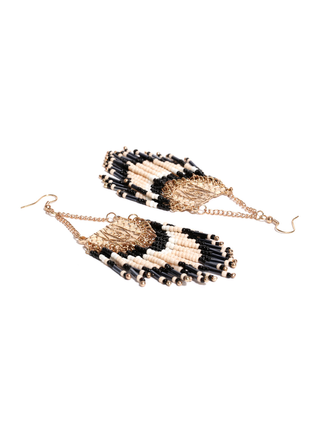 Gold toned beads drop earrings
