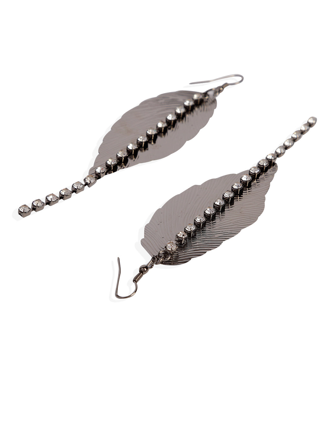 Blueberry metallic plated beaded detailing leaf drop earring