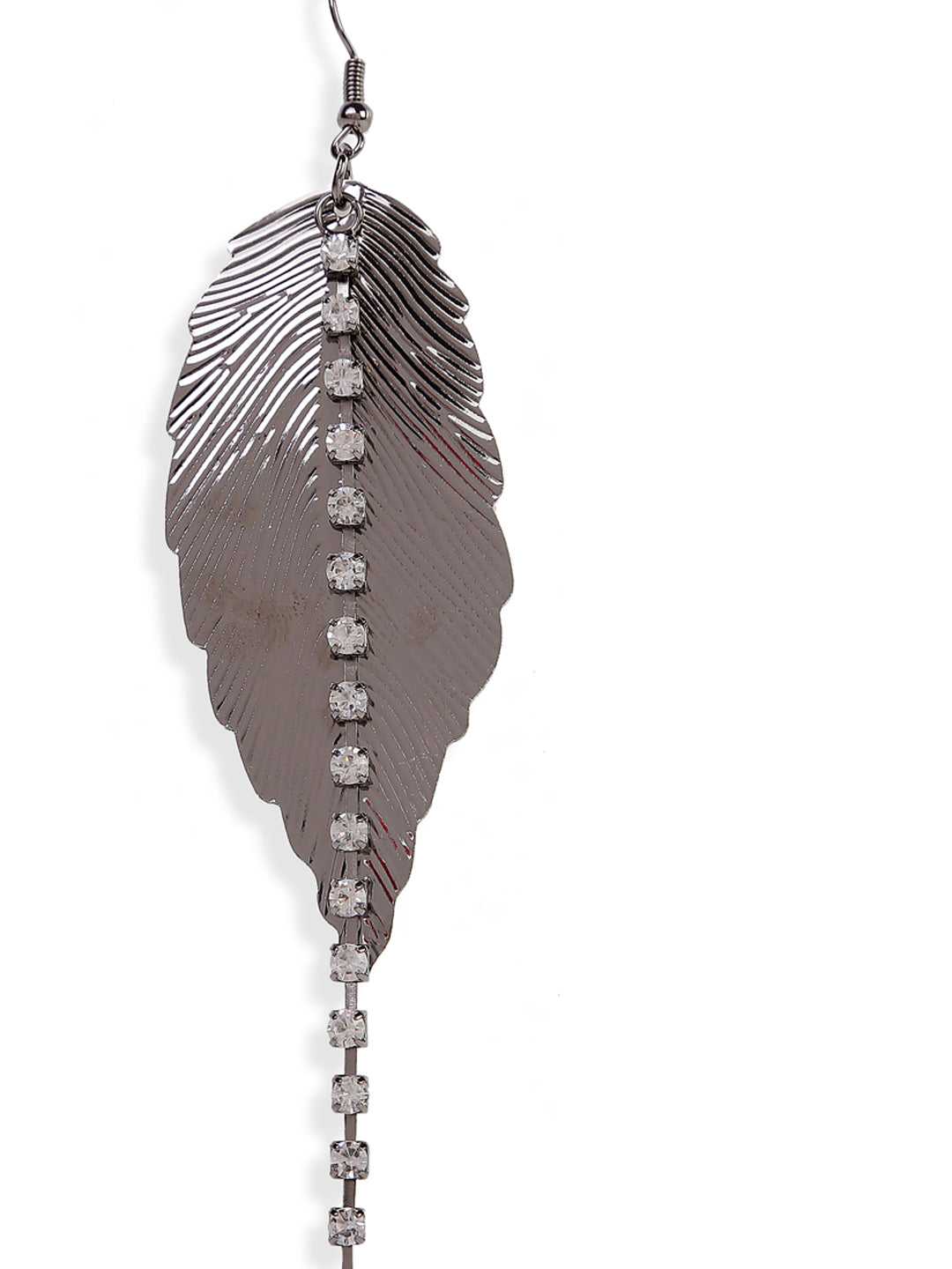 Blueberry metallic plated beaded detailing leaf drop earring