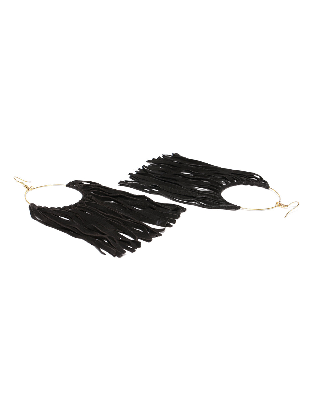 Black toned suede drop earrings