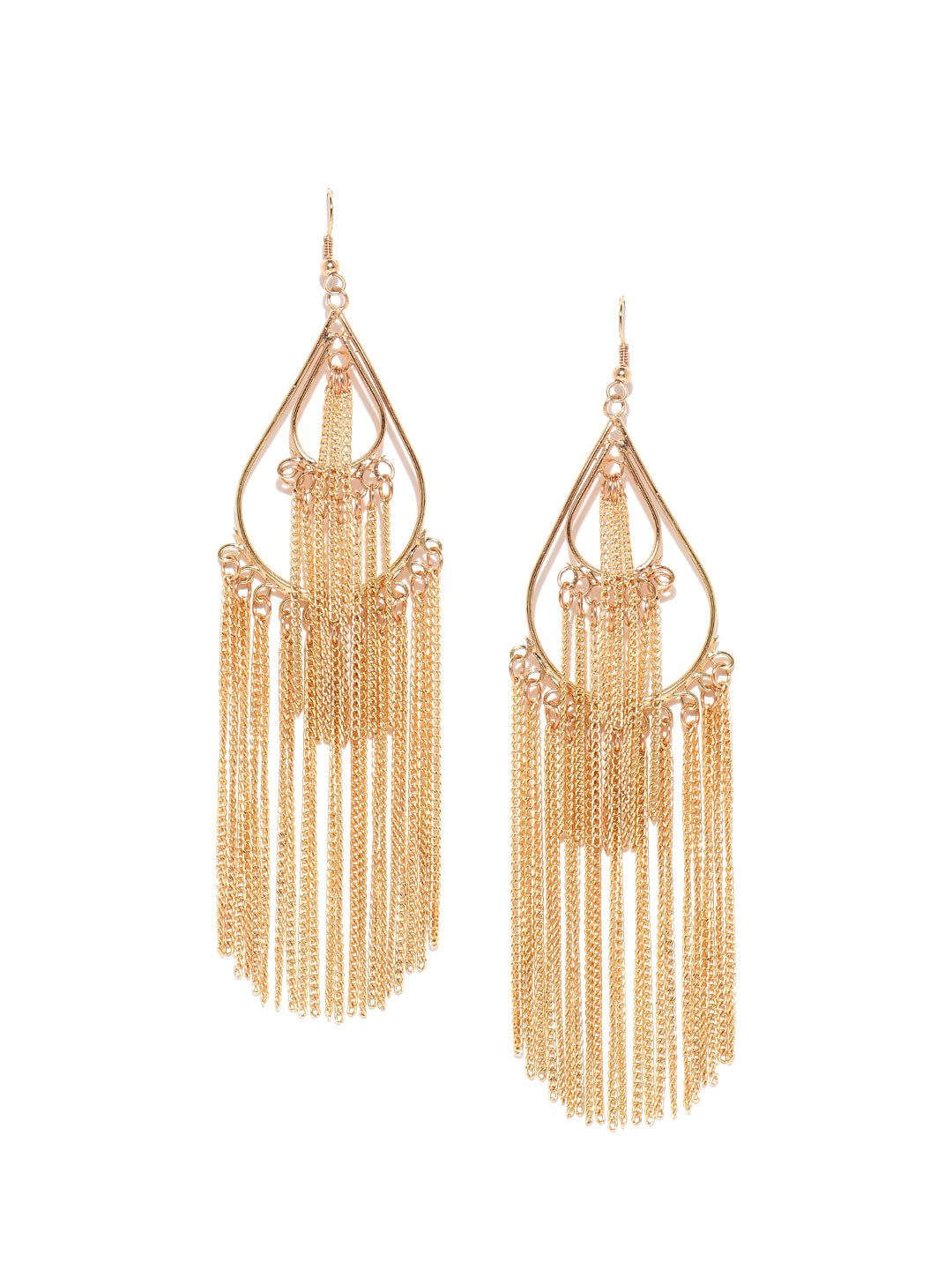 Fashionable gold tassel earrings