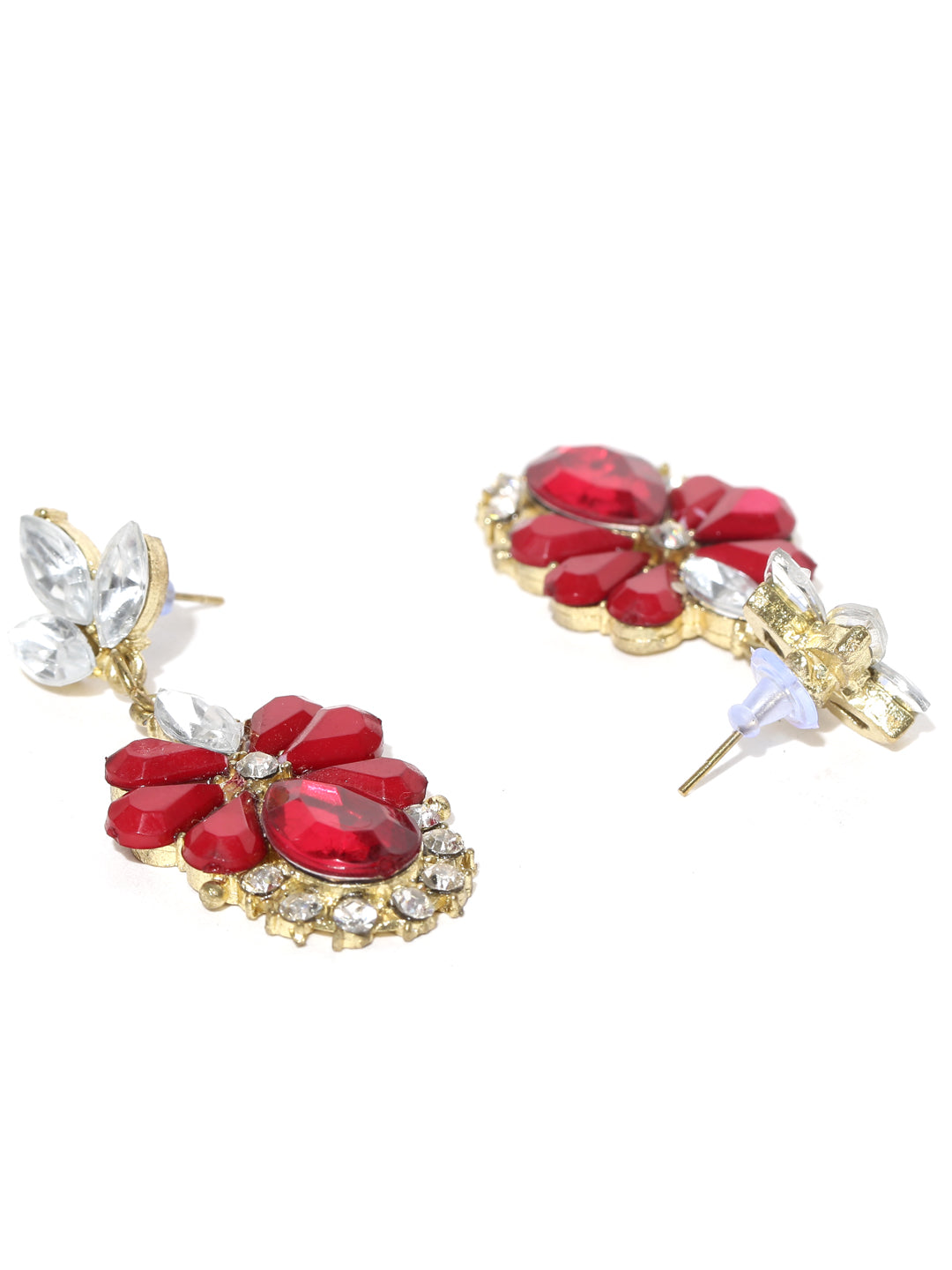 Blueberry set of 2 stone studded drop earrings