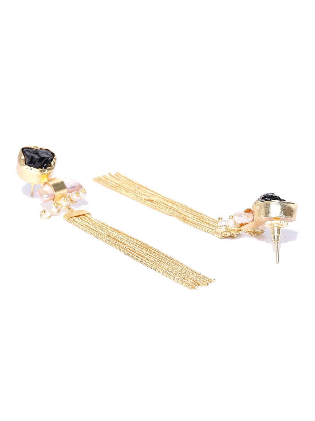 Blueberry gold plated tassel chain drop earring