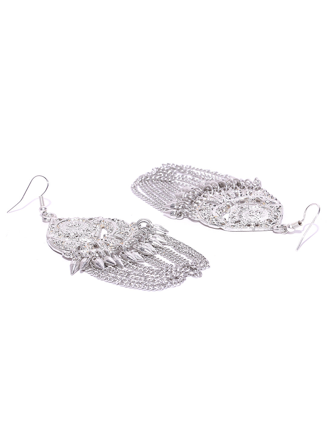 Silver toned drop earrings