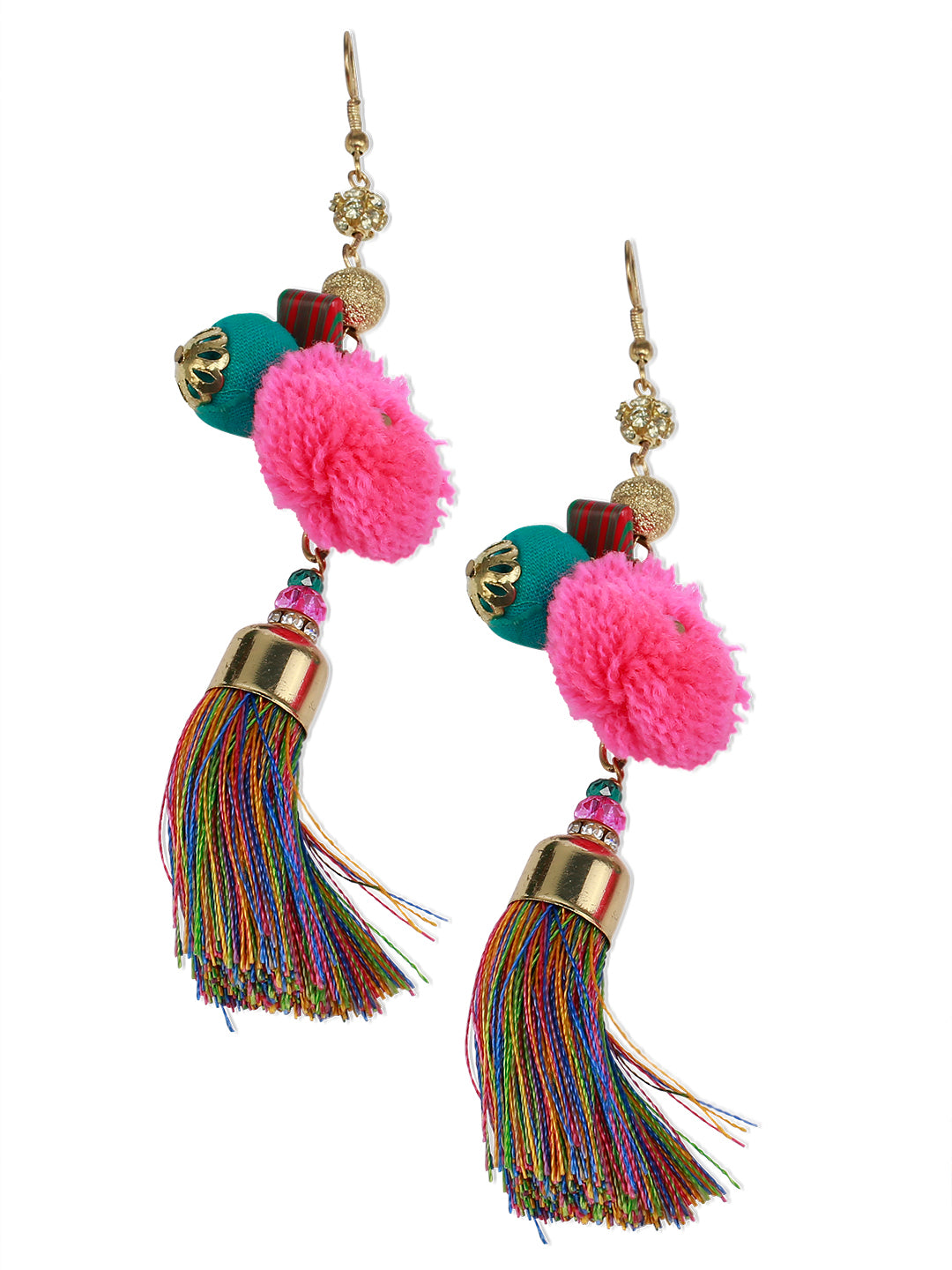 Blueberry multi colour tassel drop earring