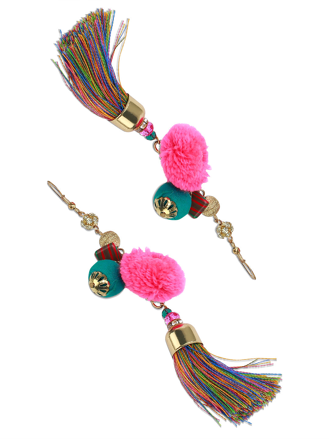 Blueberry multi colour tassel drop earring