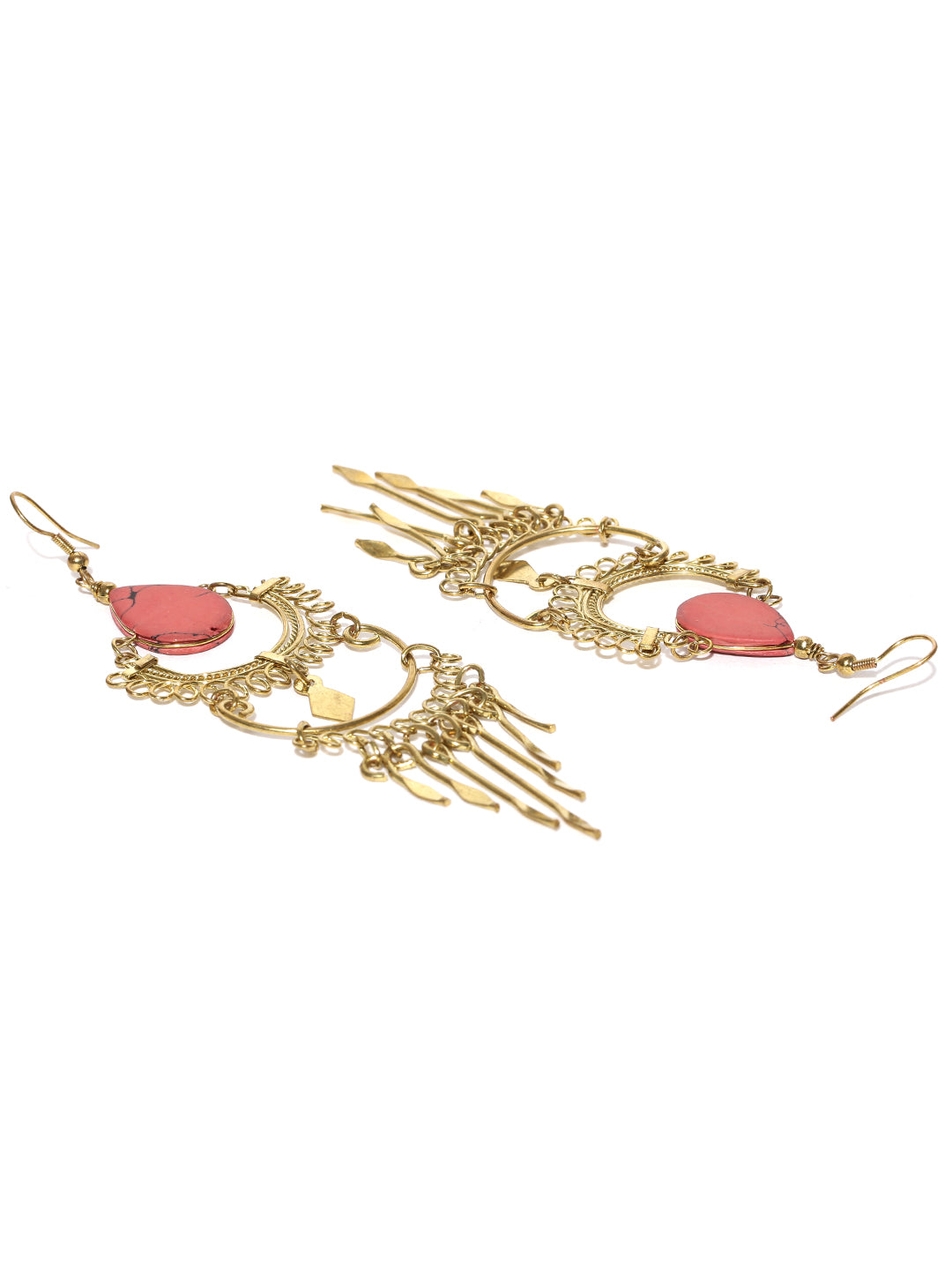 Blueberry multi colour stone detailing metal drop earring