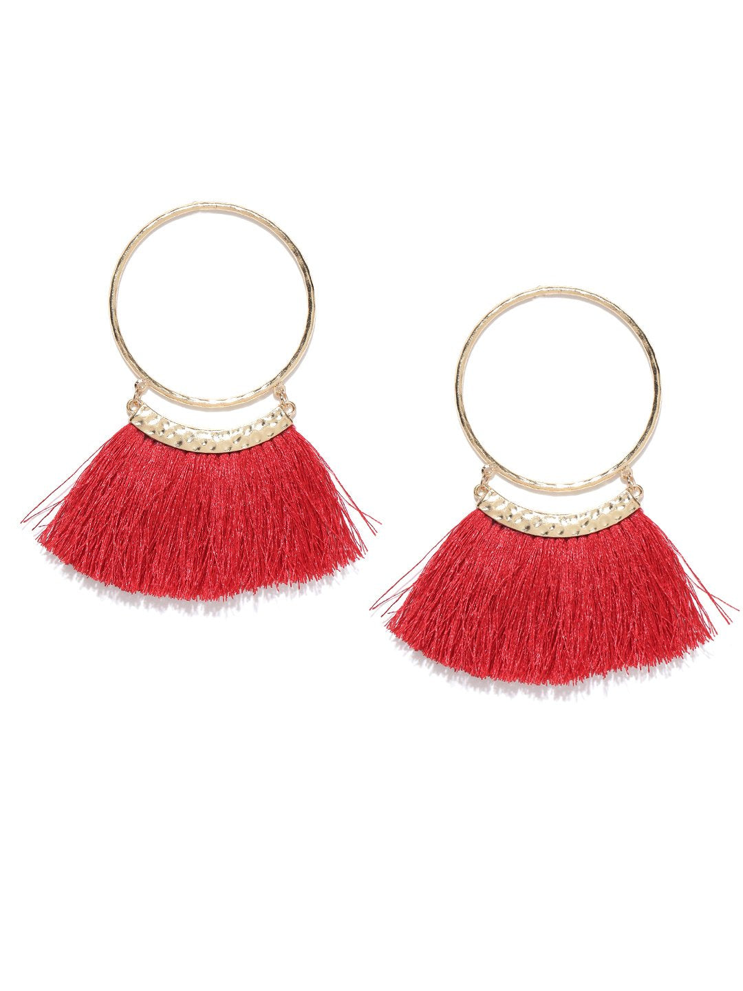 Blueberry gold and maroon tassel drop earrings
