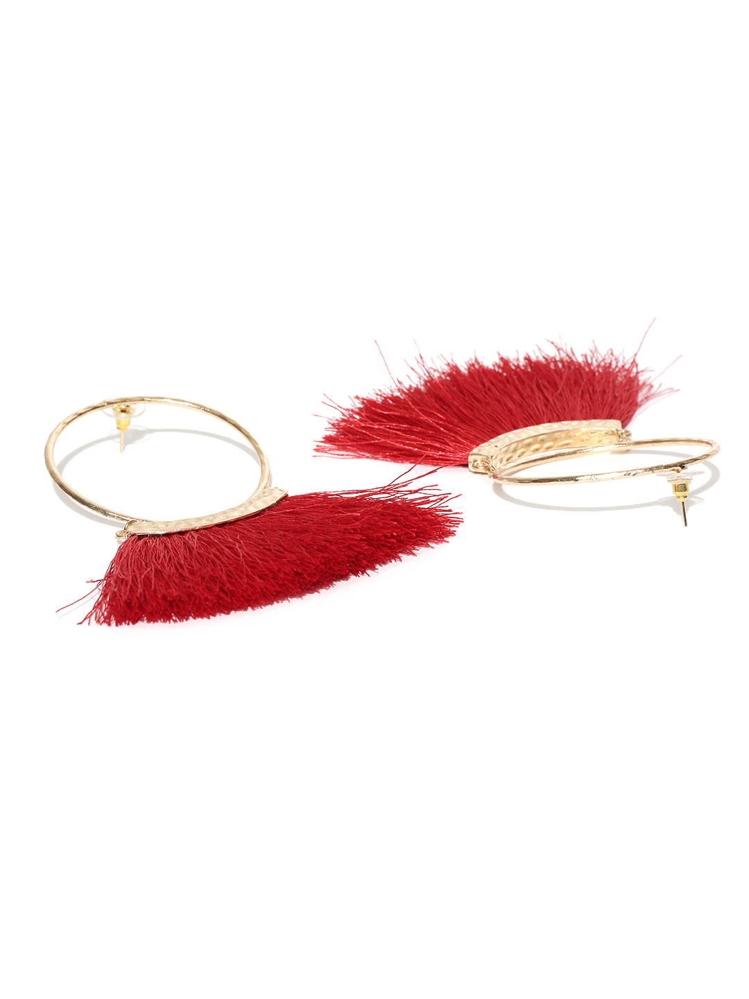 Blueberry gold and maroon tassel drop earrings