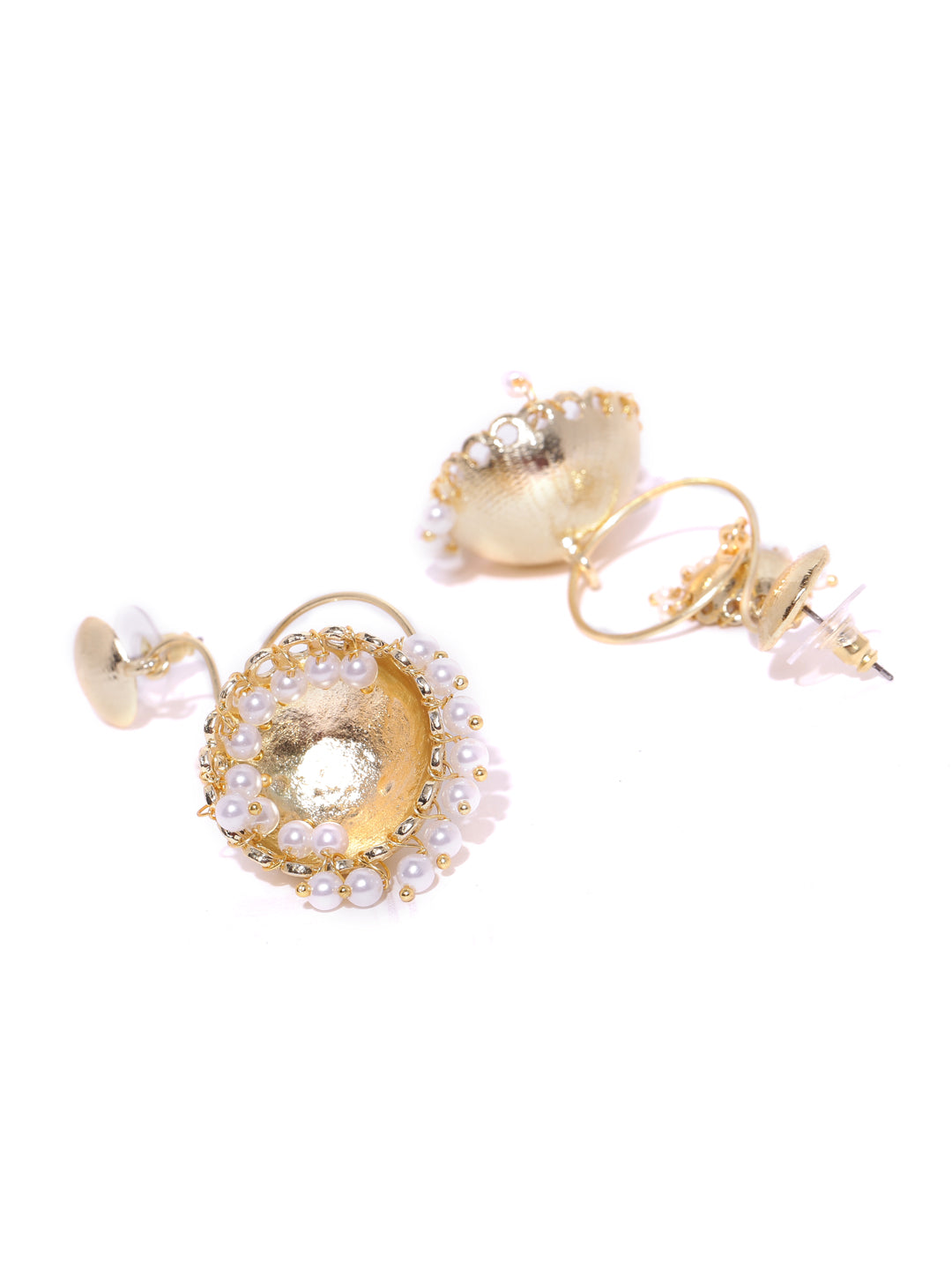 Gold plated handcrafted jhumki drop earrings