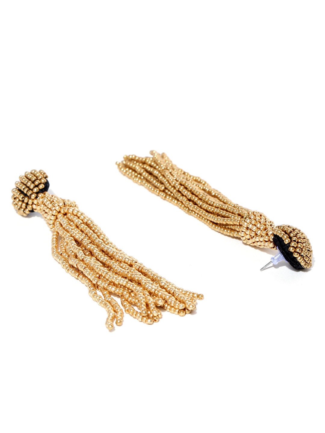 Blueberry gold toned beaded drop earrings