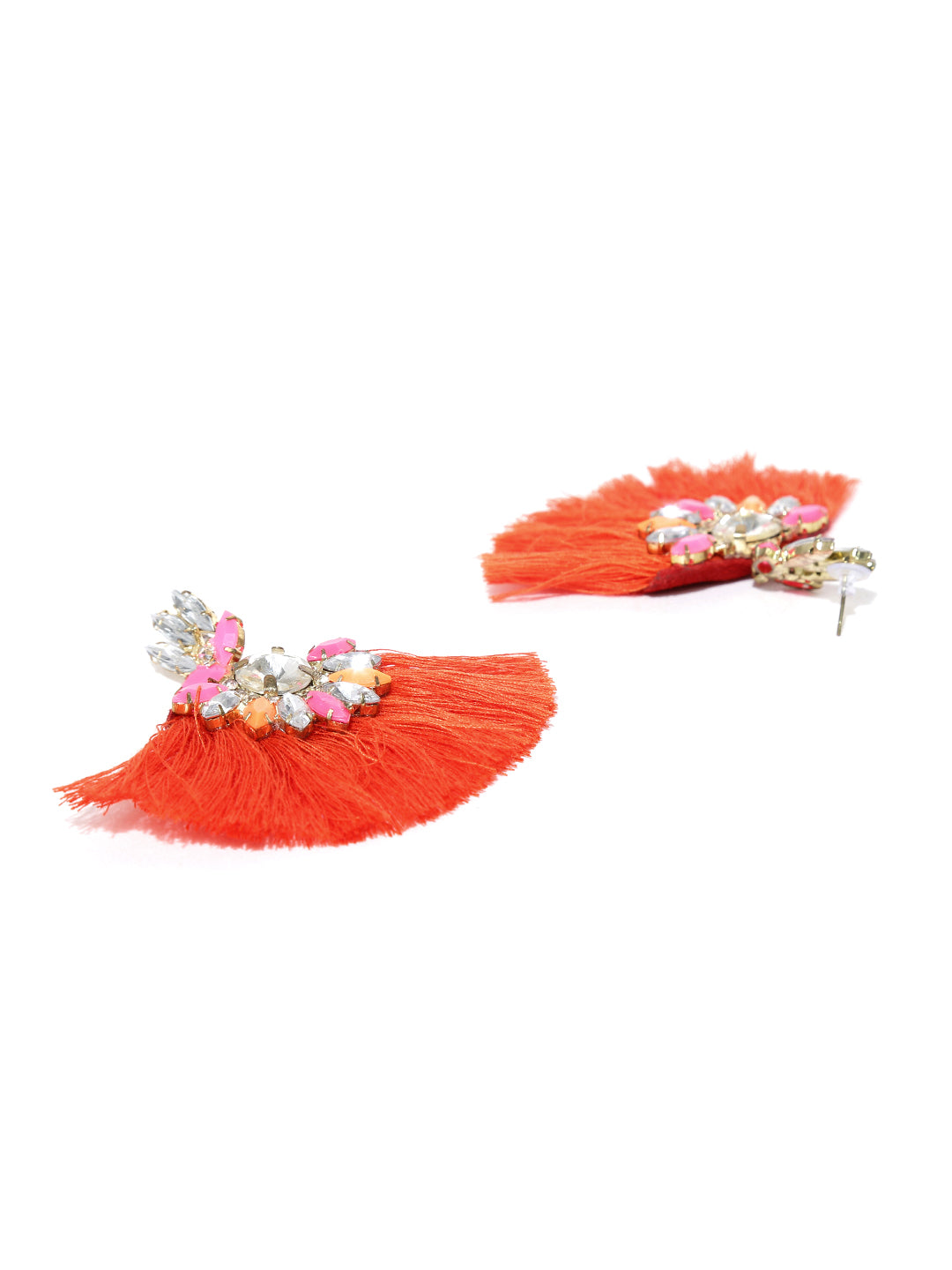 Blueberry stone studded tassel earrings