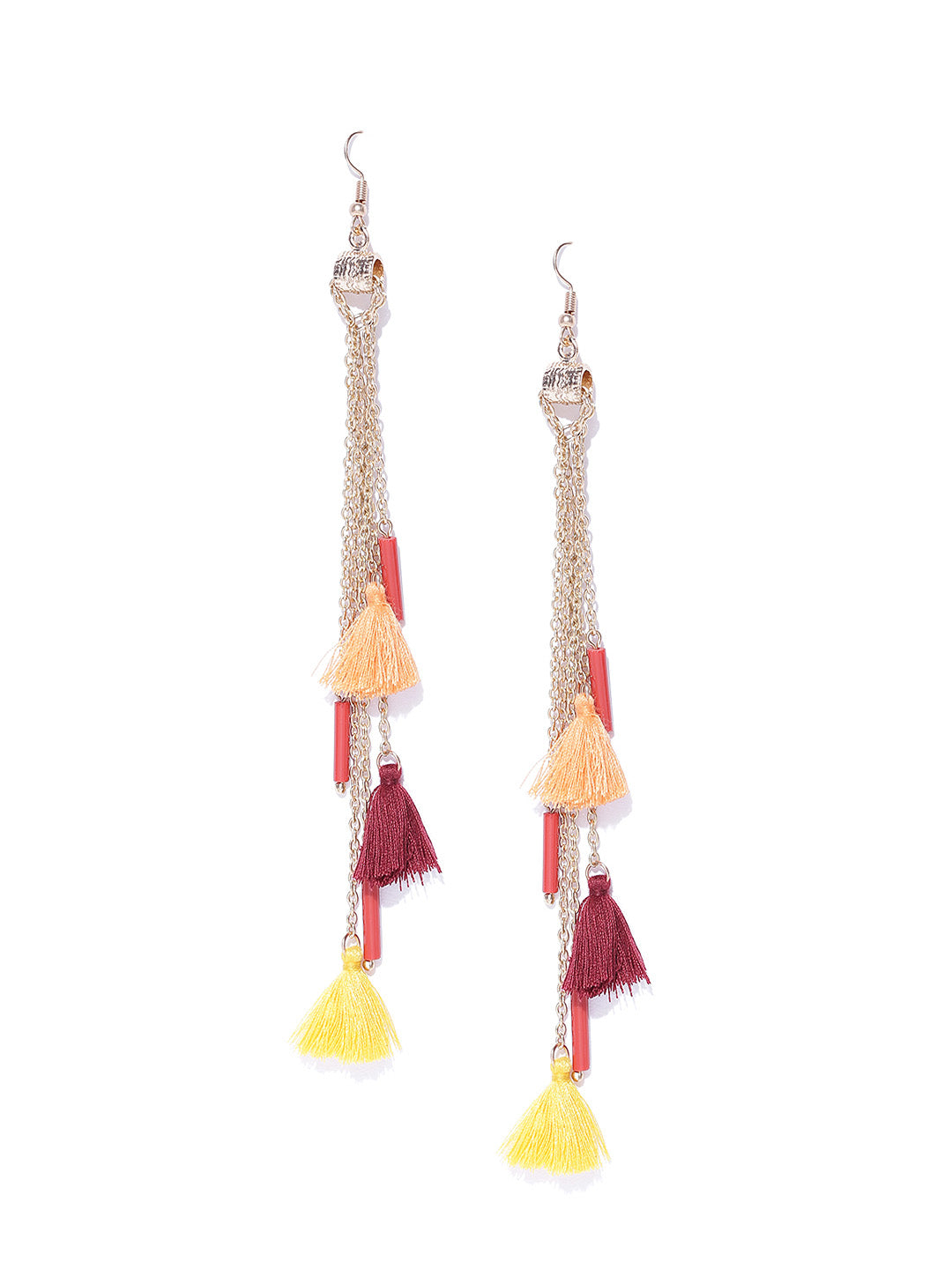 Blueberry Gold Toned Tassel Drop Earrings