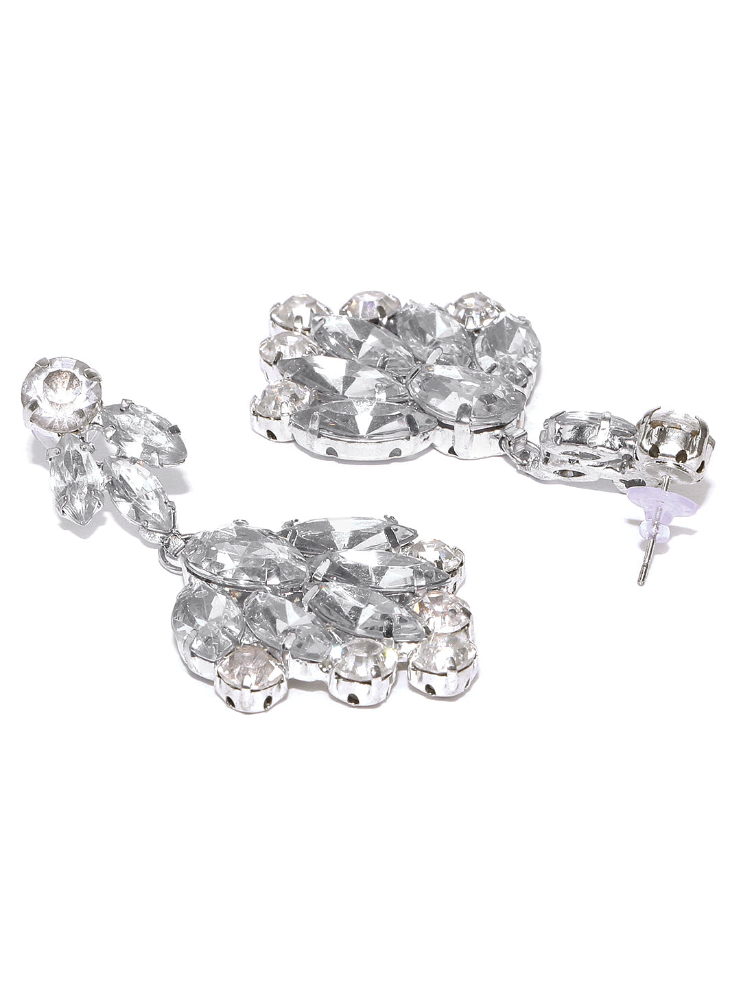 Blueberry silver toned statement earrings