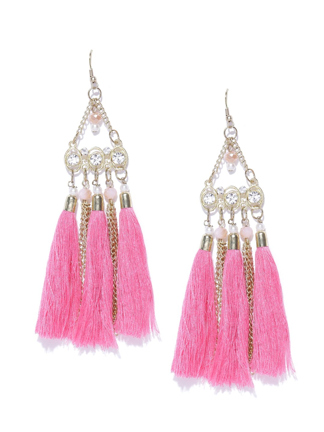 Blueberry Gold Toned Tassel Drop Earrings