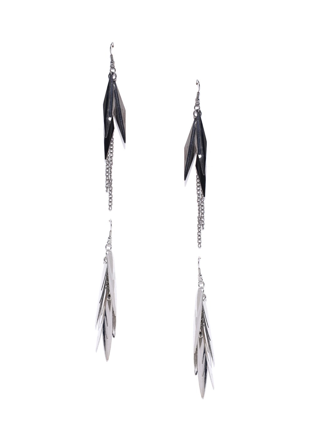 Blueberry set of 2 silver and metallic drop earrings