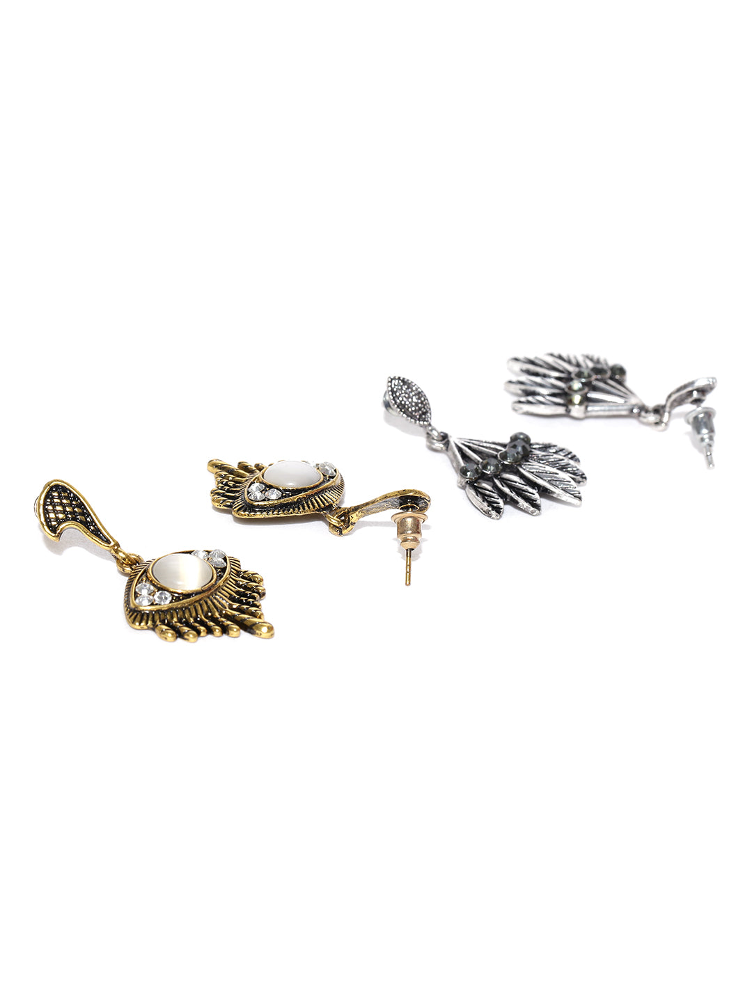Blueberry set of 2 oxidized silver and gold earrings