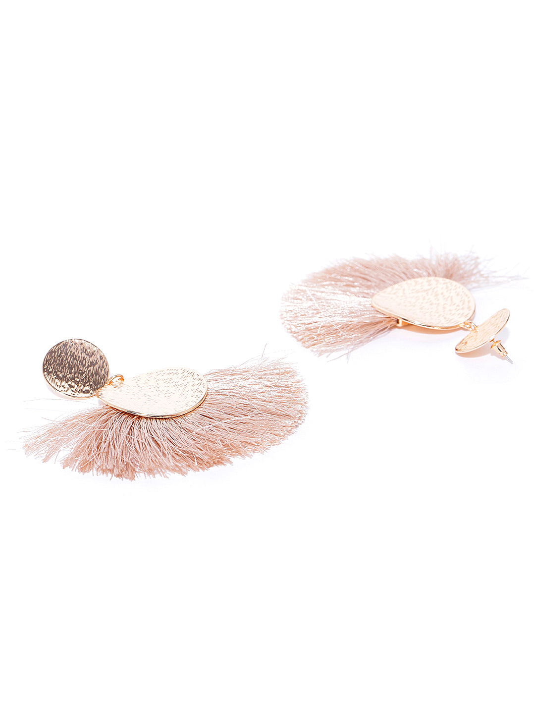 Blueberry gold and beige fringes drop earrings