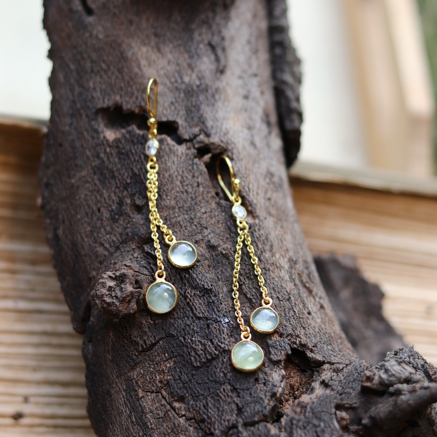 Blueberry gold plated chain drop earring