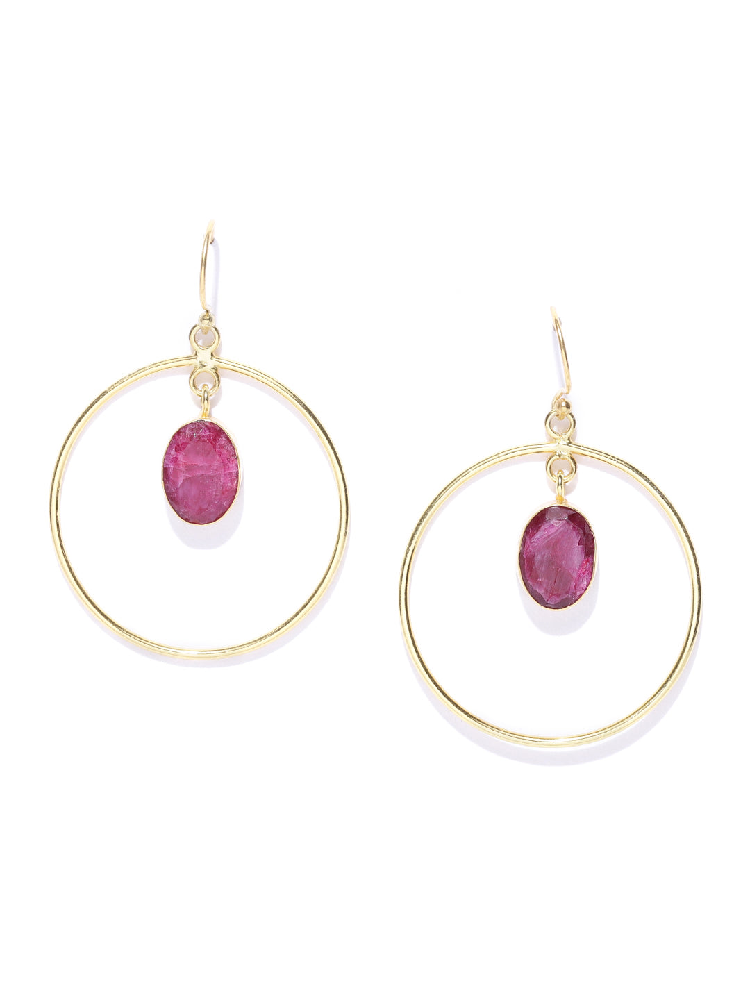 Blueberry gold plated natural stone detailing drop earring