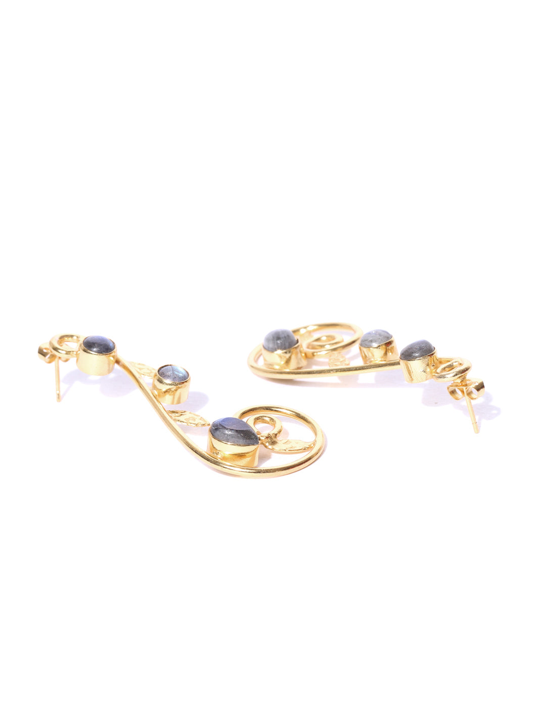 Blueberry gold plated agate stone detailing drop earring