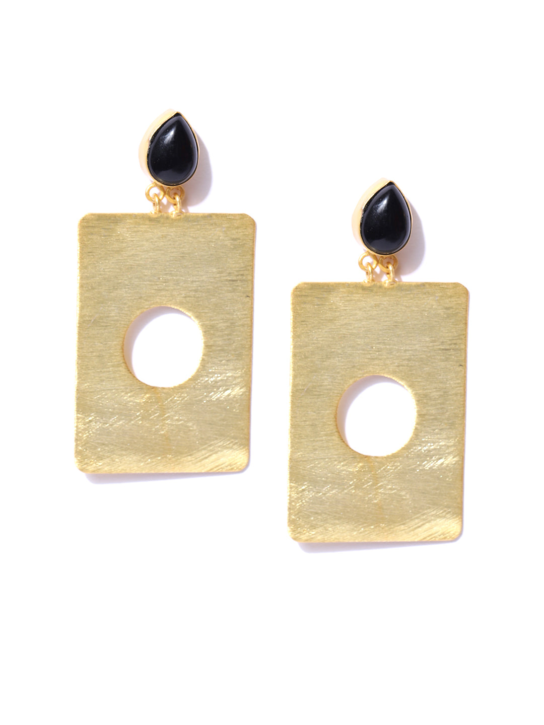 Blueberry gold plated agate stone detailing drop earring